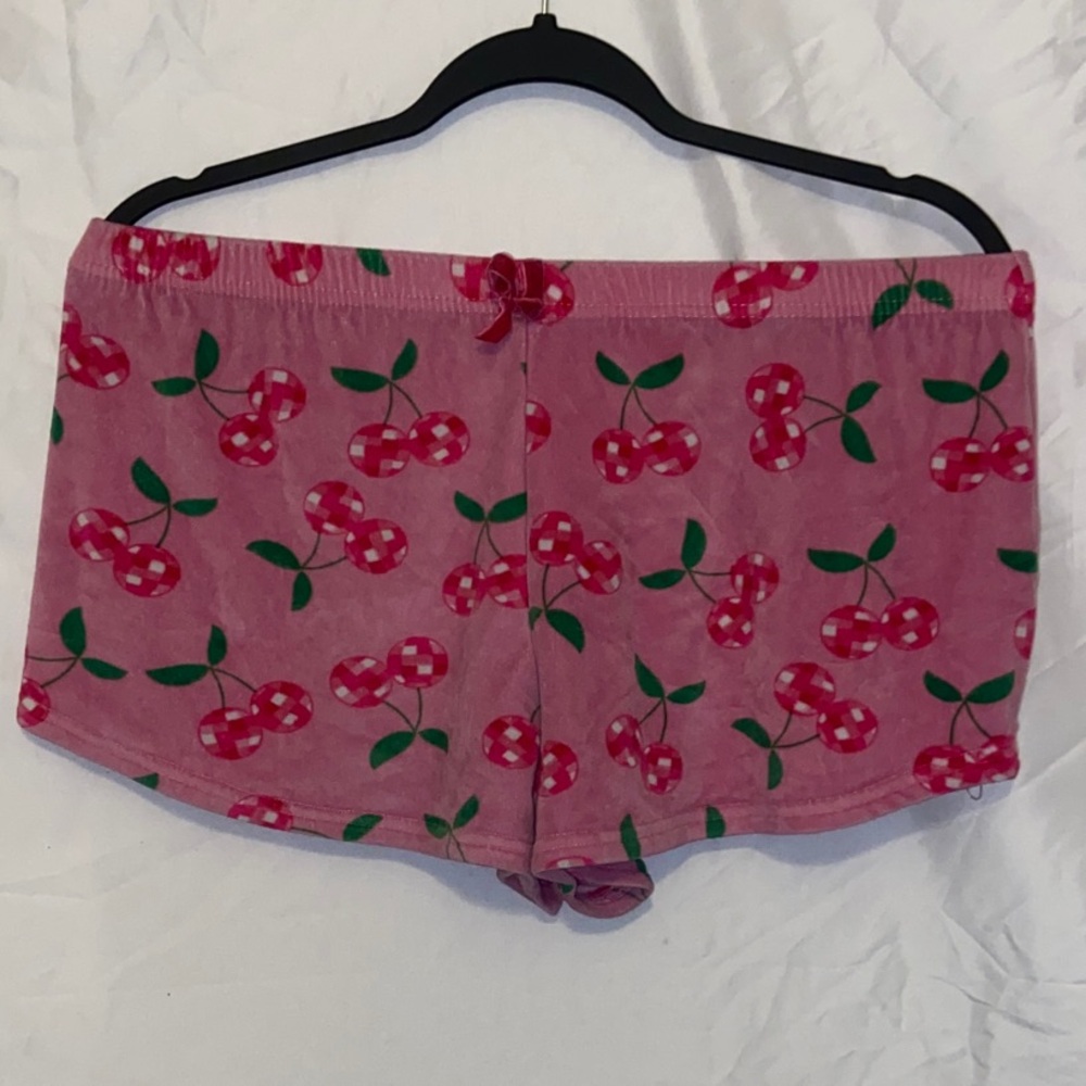 Stretchy Cherry Disco Ball Print Shorts- Pink